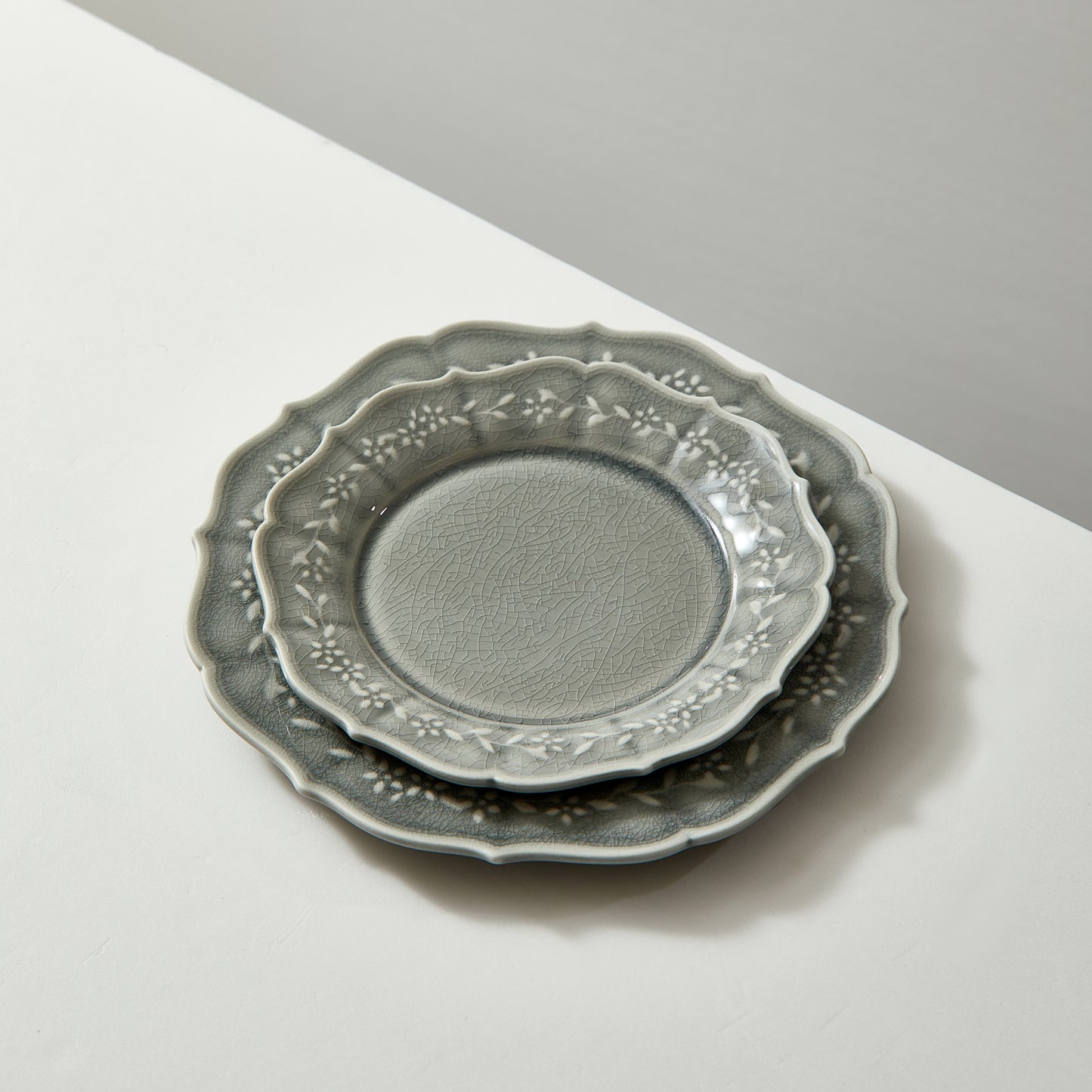 Bridgeton Embossed Floral Grey Dinner Plate