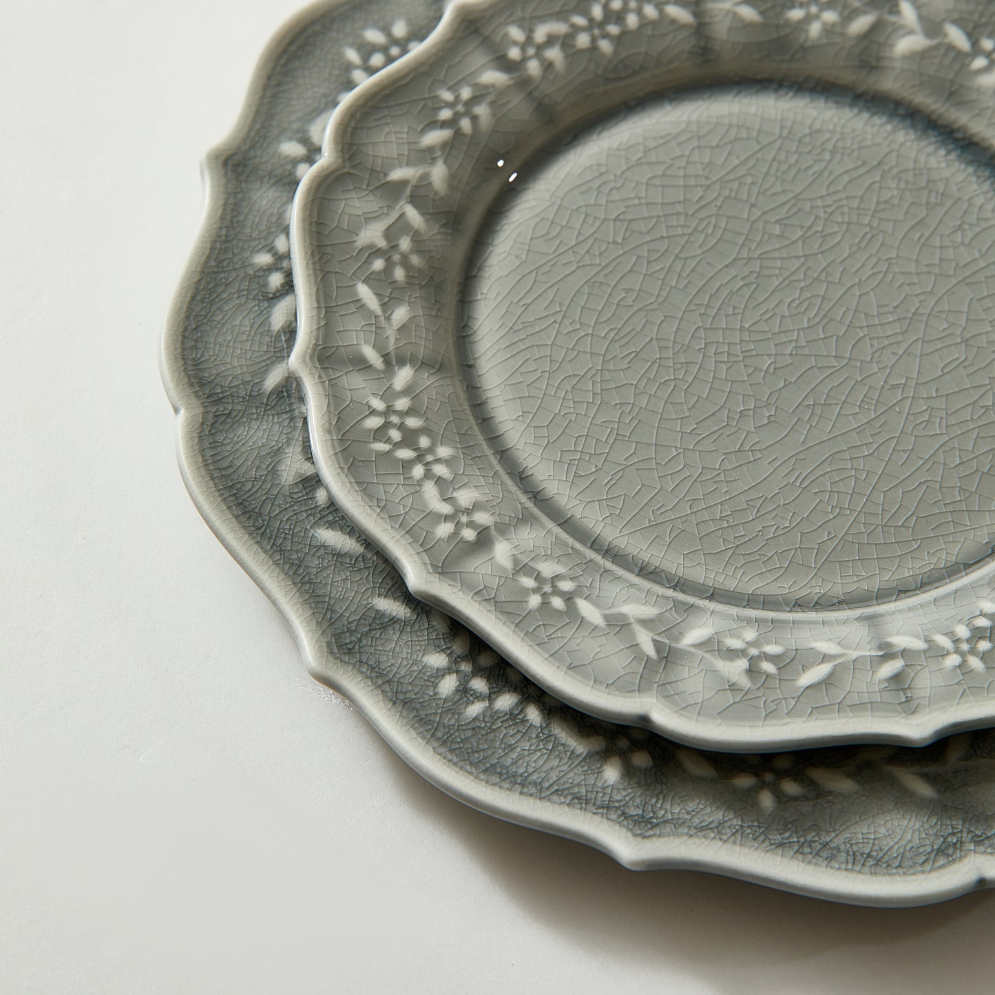 Bridgeton Embossed Floral Grey Dinner Plate