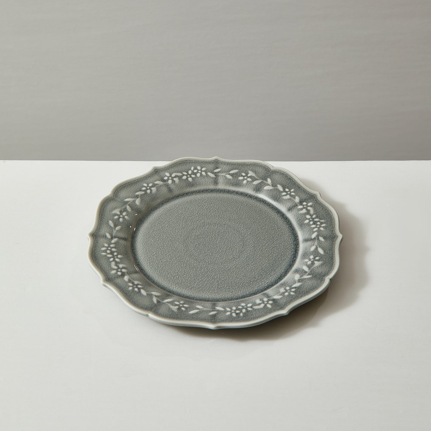 Bridgeton Embossed Floral Grey Dinner Plate