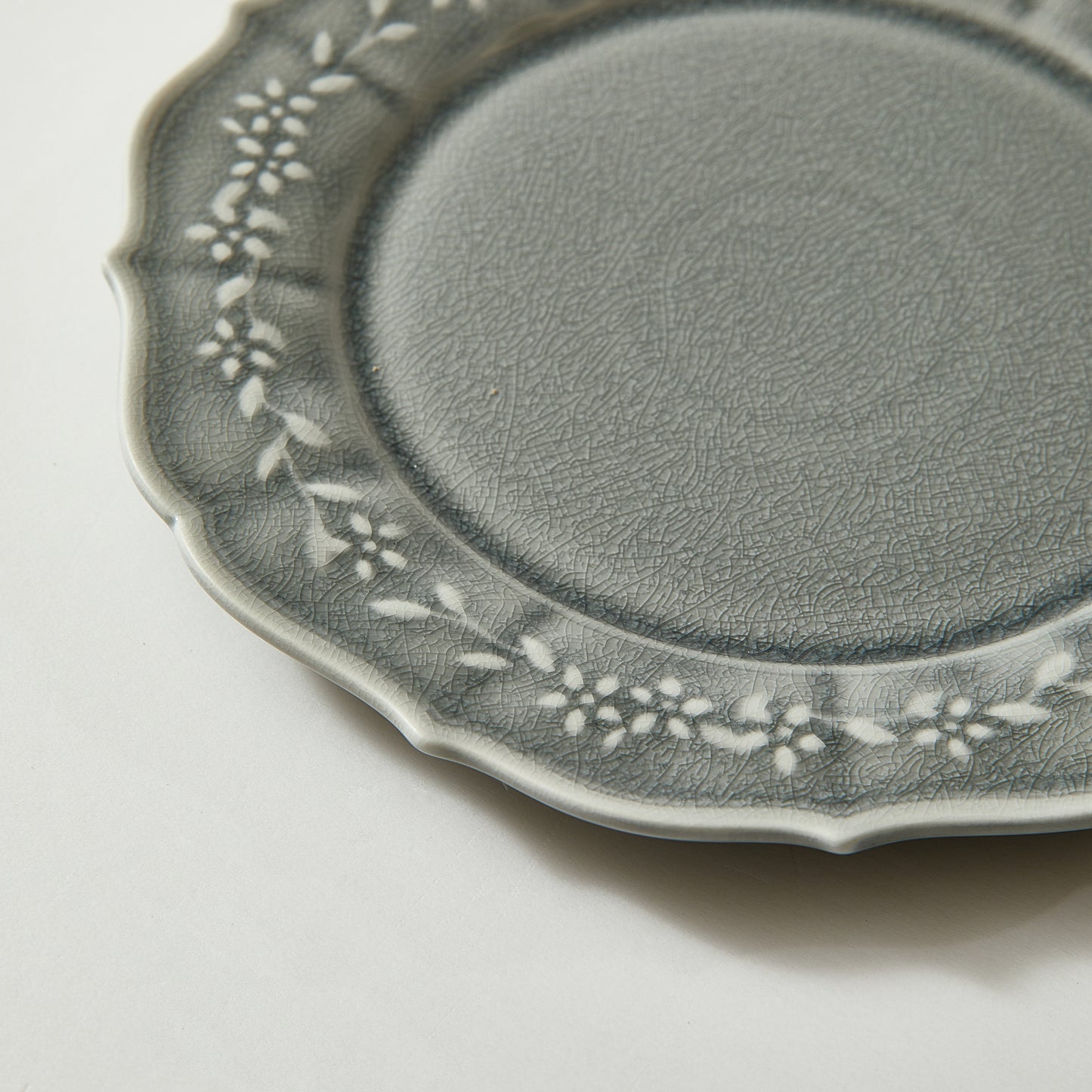 Bridgeton Embossed Floral Grey Dinner Plate