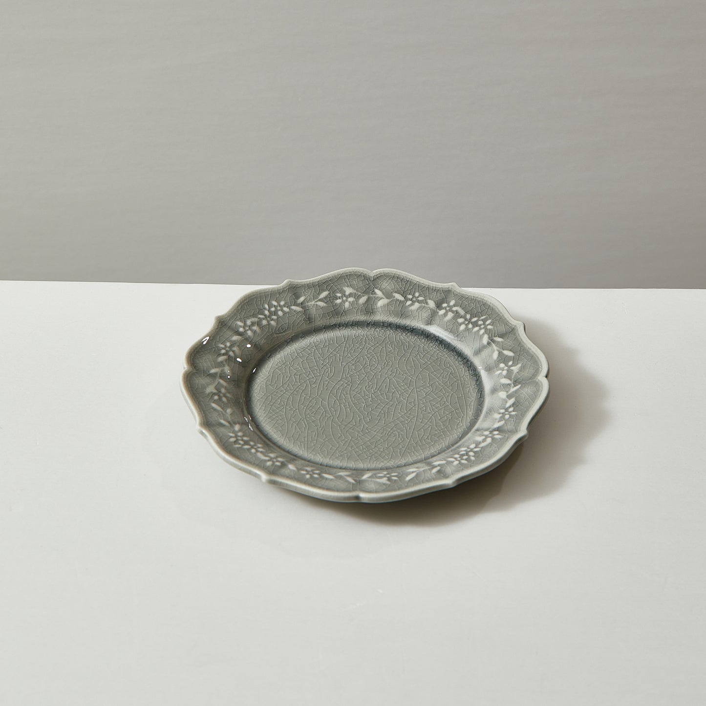 Bridgeton Embossed Floral Grey Dinner Plate