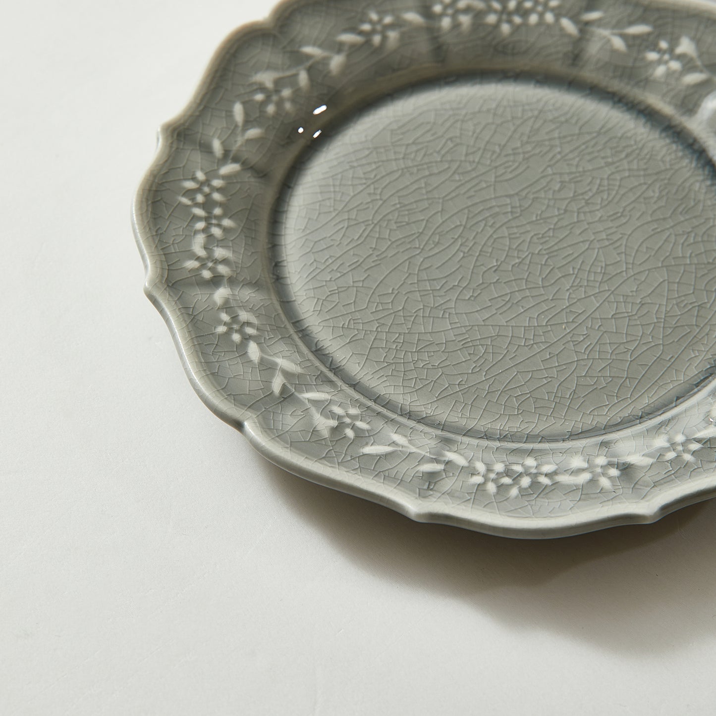 Bridgeton Embossed Floral Grey Dinner Plate