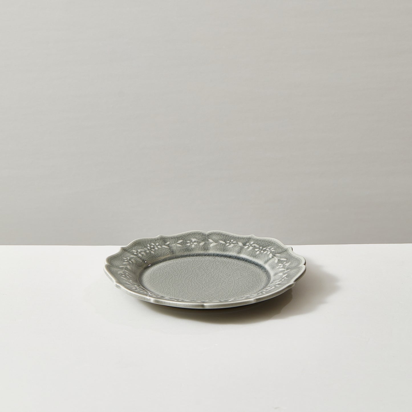 Bridgeton Embossed Floral Grey Dinner Plate
