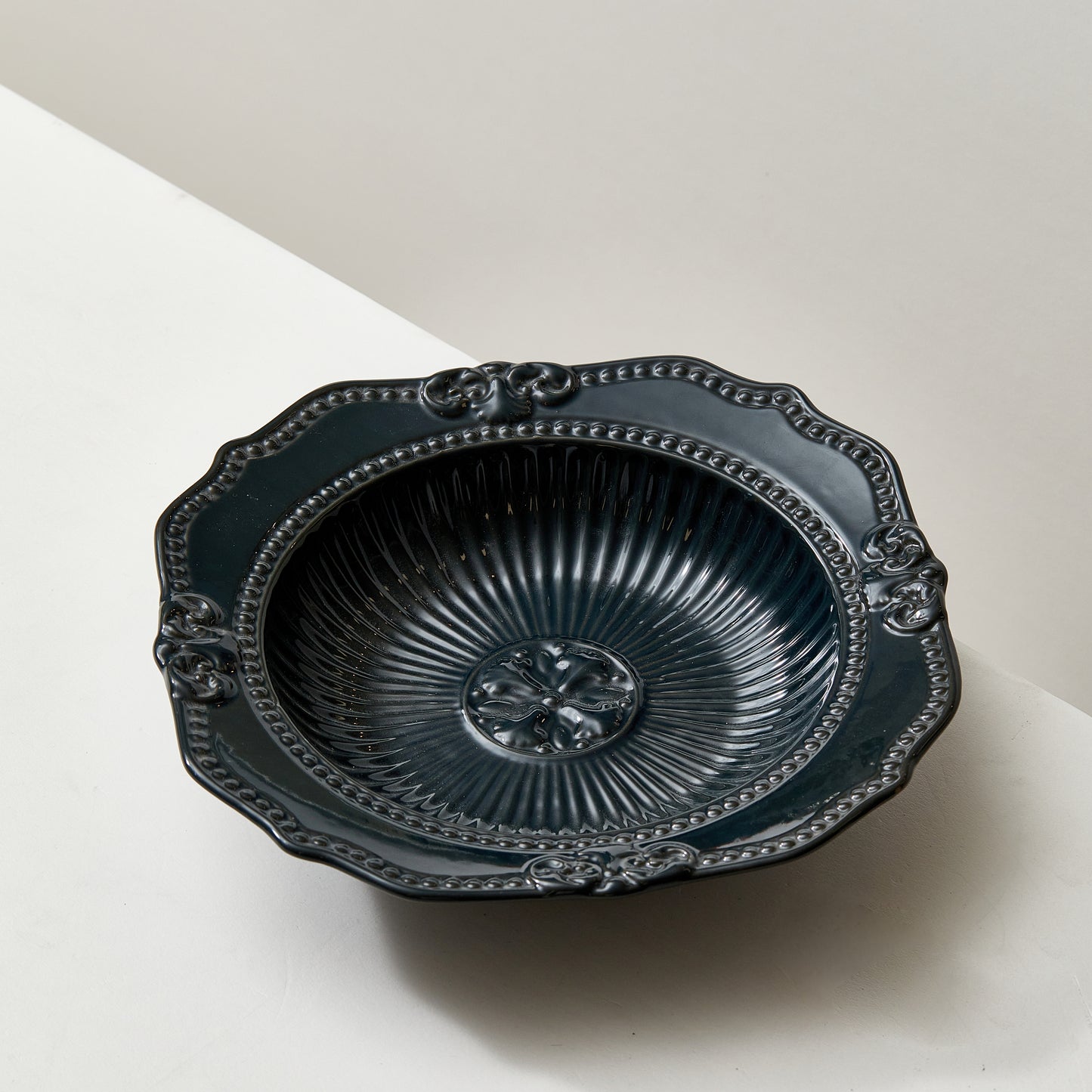 Dark Green Baroque Plate Bowl