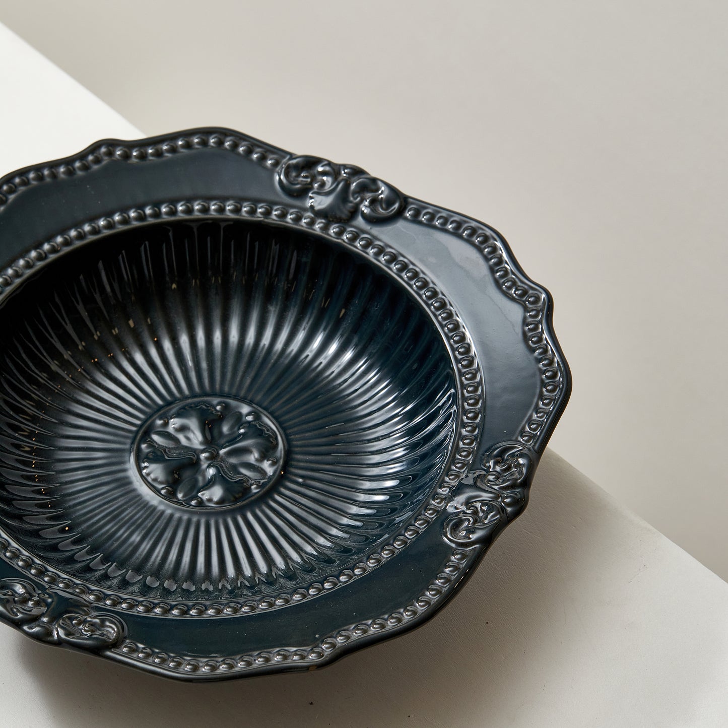 Dark Green Baroque Plate Bowl