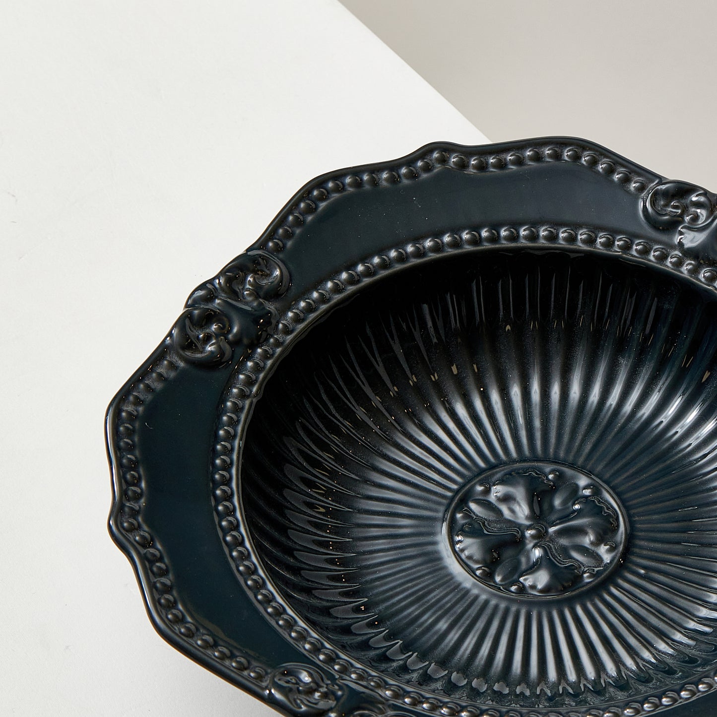 Dark Green Baroque Plate Bowl