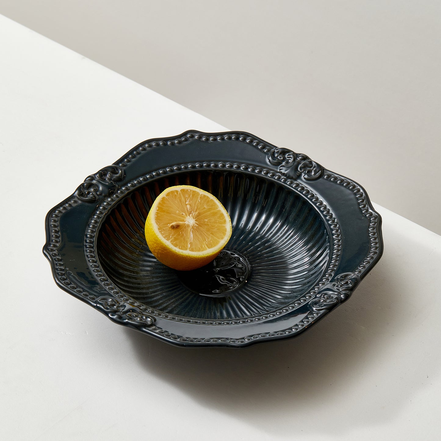 Dark Green Baroque Plate Bowl