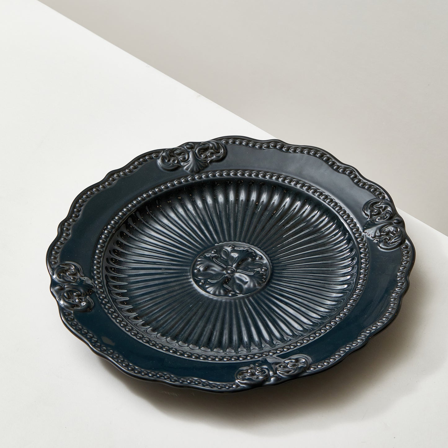 Dark Green Baroque Dinner Plate